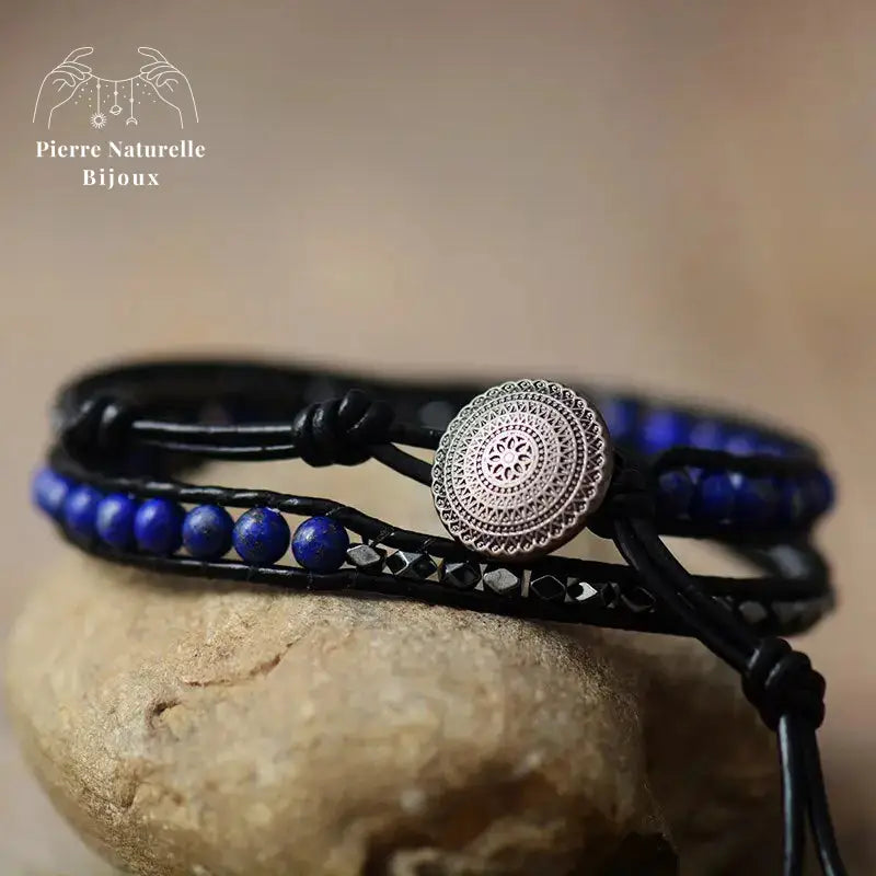 Bracelet wrap "Rigueur" en Lapis-lazuli | Bracelets | pierre naturelle bijoux