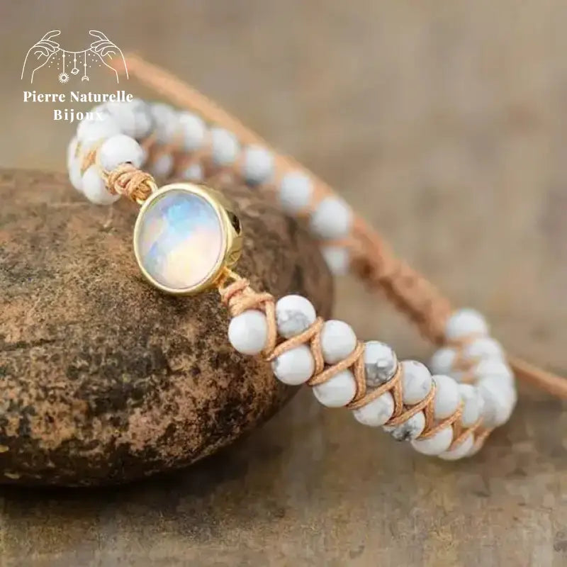 Bracelet wrap "Inhibition" en Opale et Howlite | Bracelets | pierre naturelle bijoux