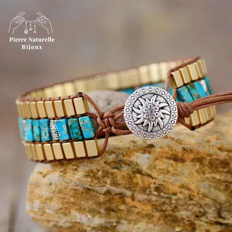 Bracelet wrap en pierre Turquoise | Bracelets | pierre naturelle bijoux