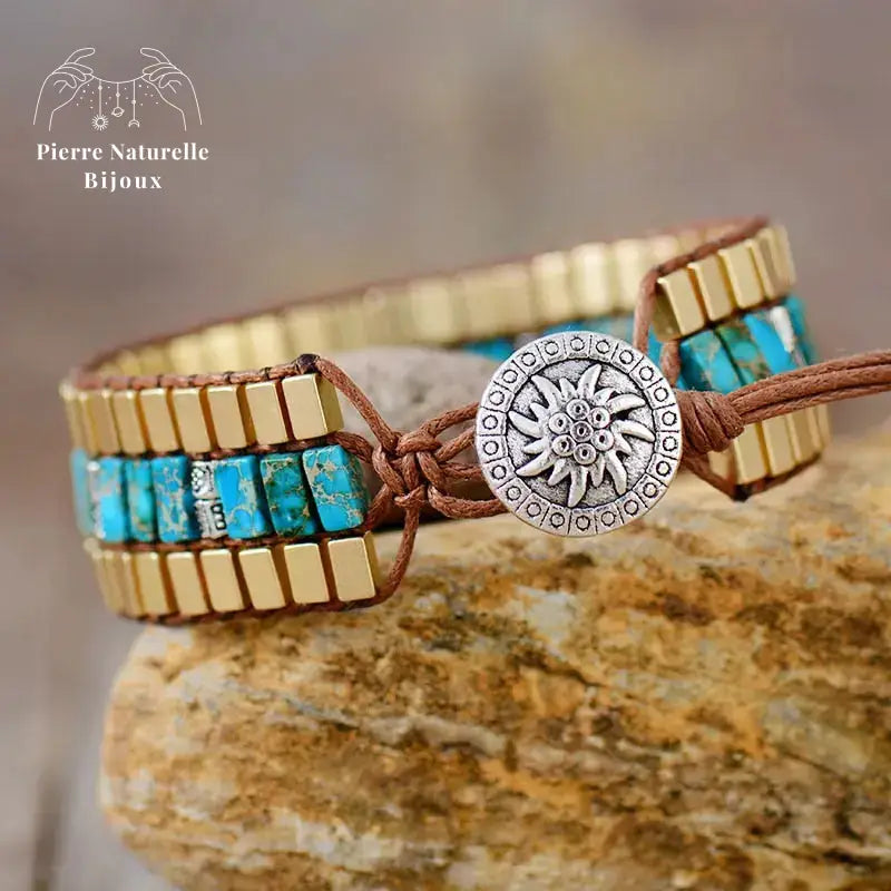 Bracelet wrap en pierre Turquoise | Bracelets | pierre naturelle bijoux