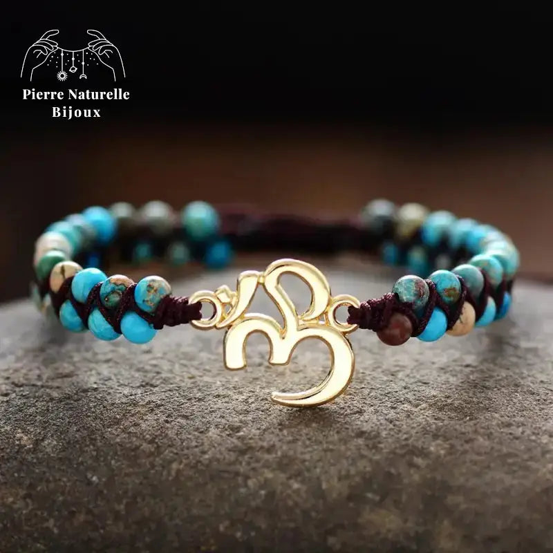 Bracelet wrap "Om" en Turquoise