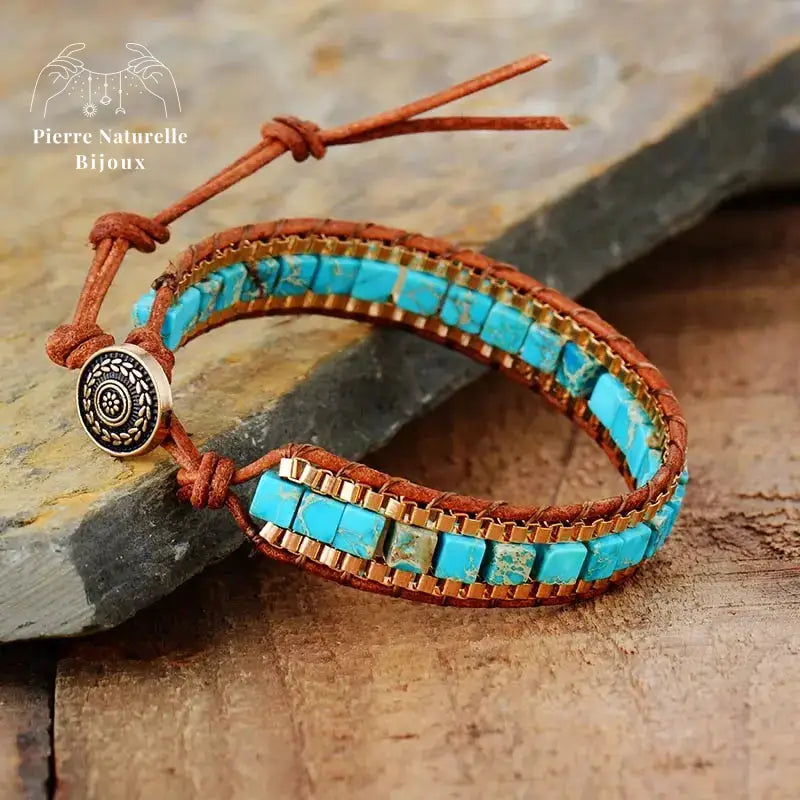 Bracelet wrap "Voyage" en Turquoise | Bracelets | pierre naturelle bijoux