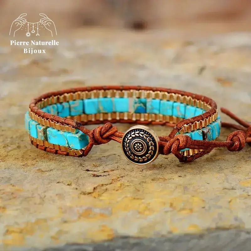 Bracelet wrap "Voyage" en Turquoise | Bracelets | pierre naturelle bijoux