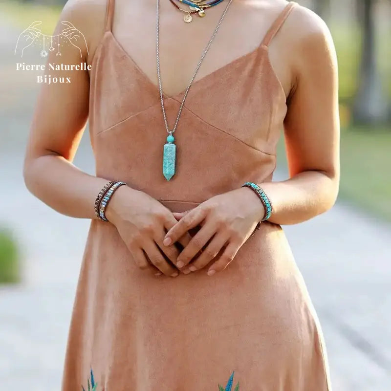 Bracelet wrap "Voyage" en Turquoise | Bracelets | pierre naturelle bijoux