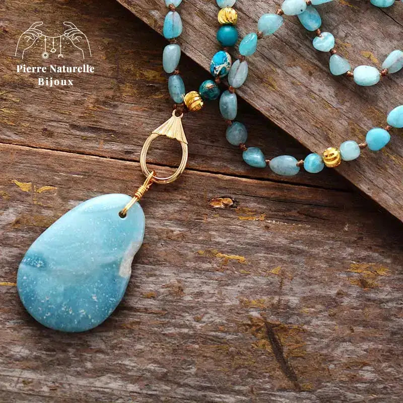Collier "Alcyonien" en Amazonite et Turquoise | Colliers | pierre naturelle bijoux