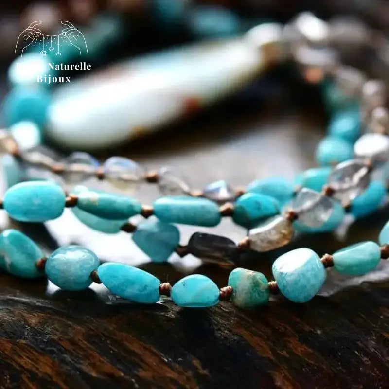 Collier "Union" en Amazonite, Labradorite et Agate | Colliers | pierre naturelle bijoux