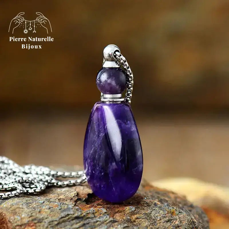 Collier diffuseur de parfum en Améthyste | Colliers | pierre naturelle bijoux