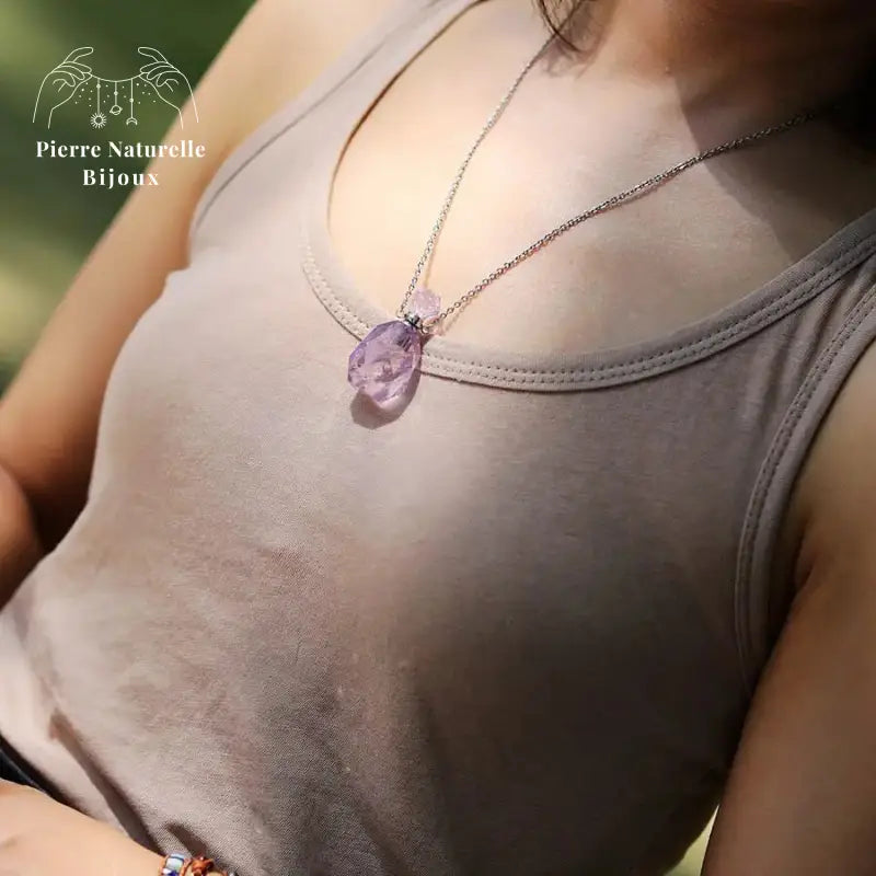 Collier en Améthyste diffuseur de parfum | Colliers | pierre naturelle bijoux