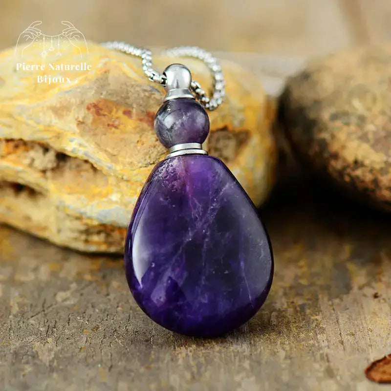 Collier diffuseur de parfum en Améthyste | Colliers | pierre naturelle bijoux