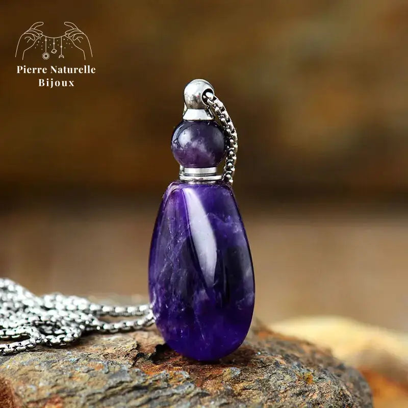 Collier diffuseur de parfum en Améthyste | Colliers | pierre naturelle bijoux