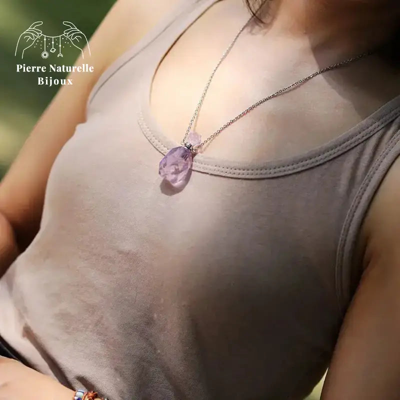 Collier en Améthyste diffuseur de parfum | Colliers | pierre naturelle bijoux