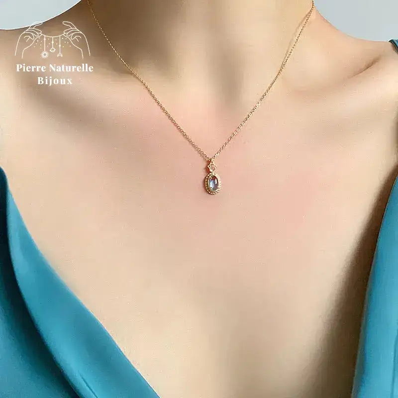 Collier en Calcédoine bleue et Topaze | Colliers | pierre naturelle bijoux