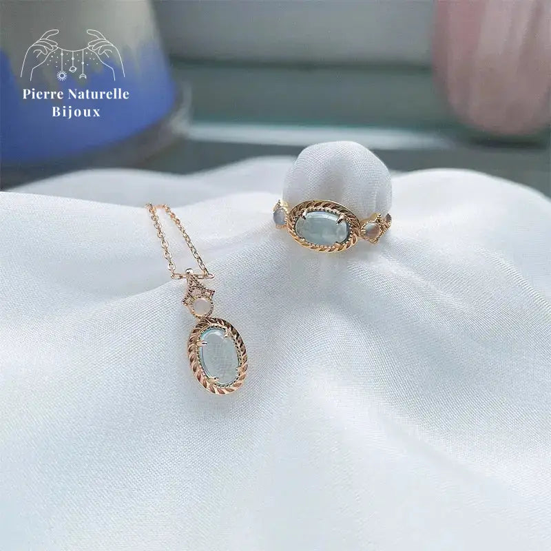 Collier en Calcédoine bleue et Topaze | Colliers | pierre naturelle bijoux