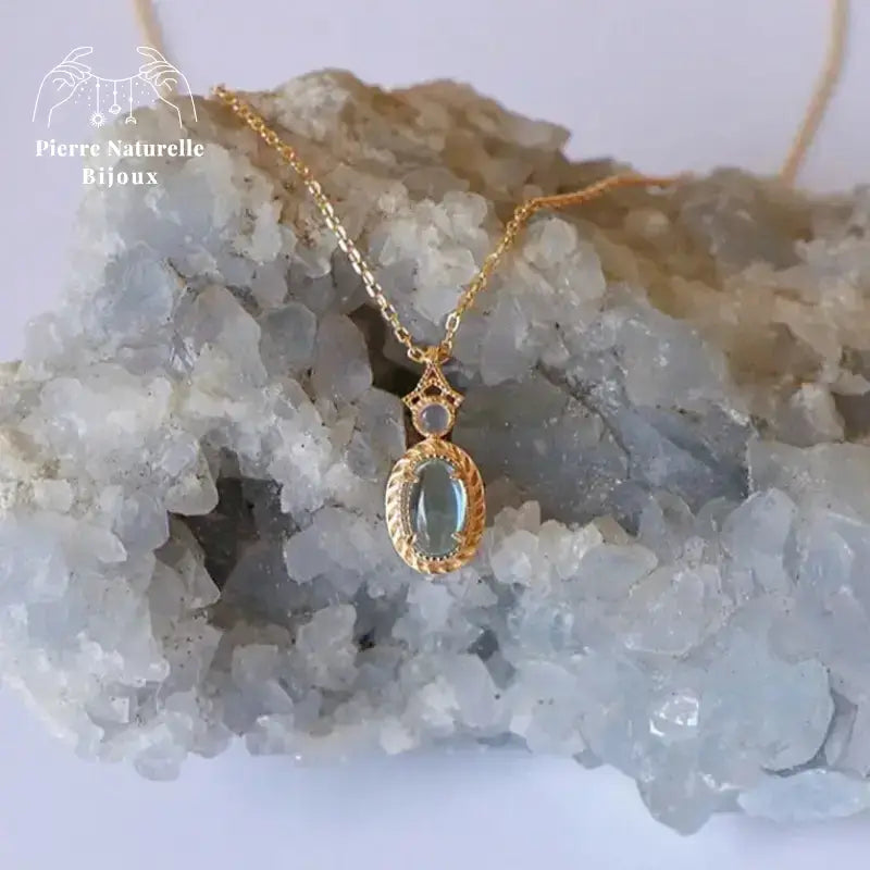Collier en Calcédoine bleue et Topaze | Colliers | pierre naturelle bijoux