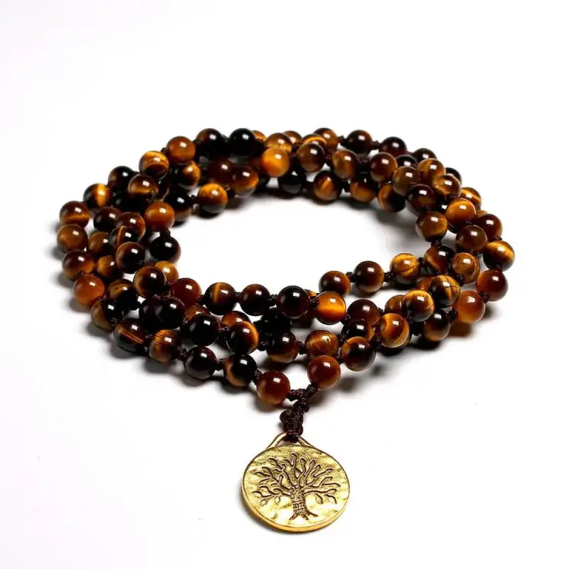Collier "Arbre de vie" en il de tigre | Colliers | pierre naturelle bijoux
