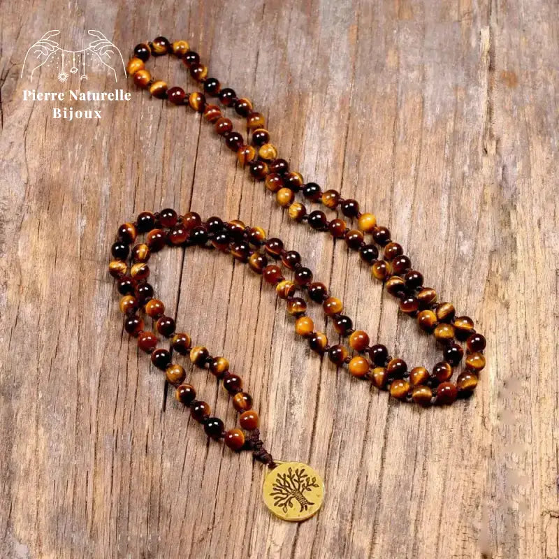 Collier "Arbre de vie" en il de tigre | Colliers | pierre naturelle bijoux
