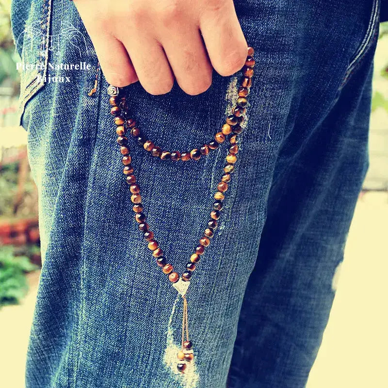 Collier "Intériorisation" en il de tigre | Colliers | pierre naturelle bijoux