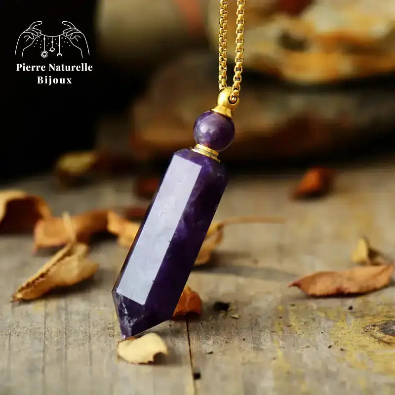 Collier diffuseur de parfum en pierre Améthyste | Colliers | pierre naturelle bijoux