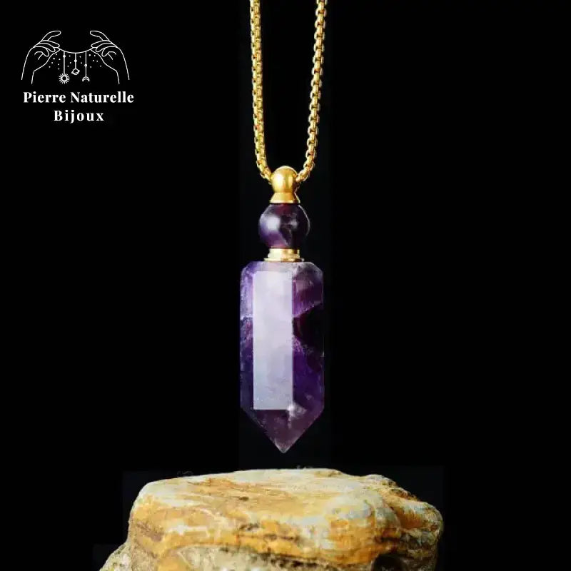 Collier diffuseur de parfum en pierre Améthyste | Colliers | pierre naturelle bijoux