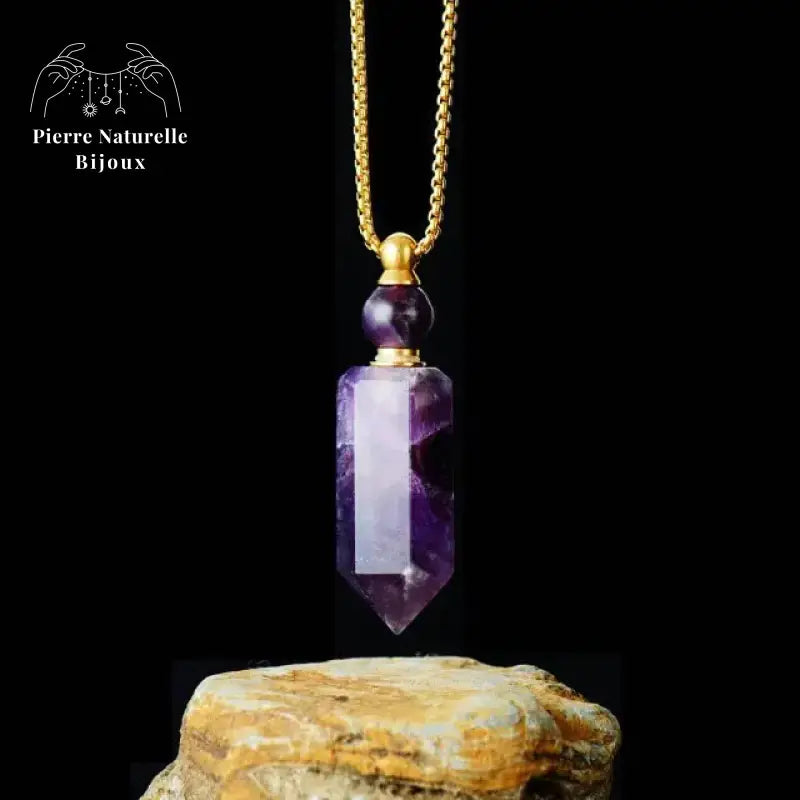 Collier diffuseur de parfum en pierre Améthyste | Colliers | pierre naturelle bijoux