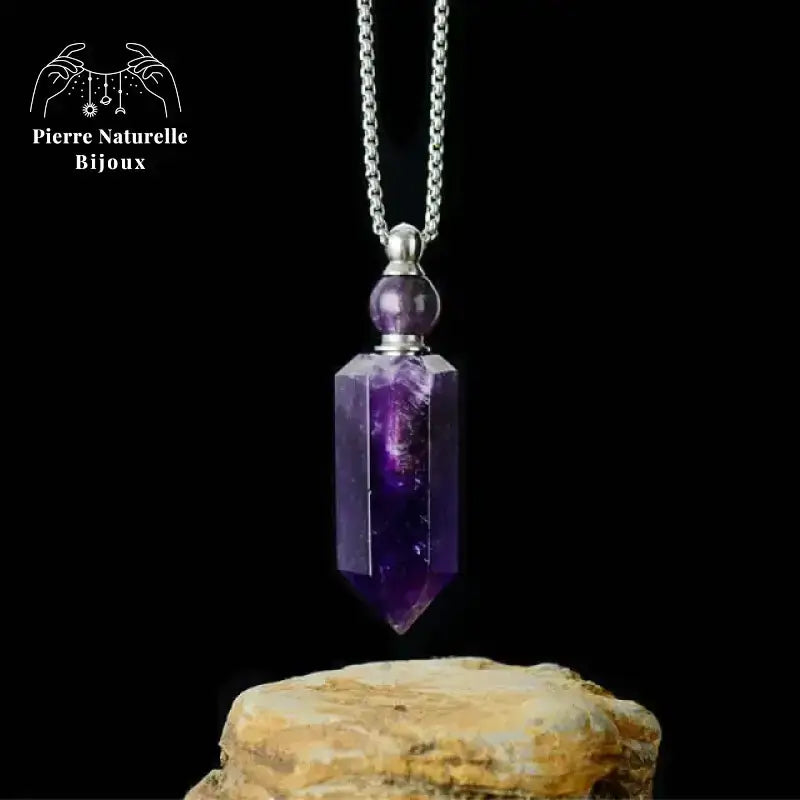 Collier diffuseur de parfum en pierre Améthyste | Colliers | pierre naturelle bijoux