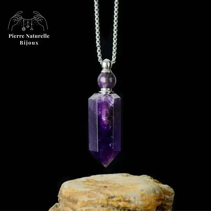 Collier diffuseur de parfum en pierre Améthyste | Colliers | pierre naturelle bijoux