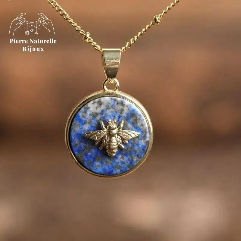 Collier "Abeille" en lapis-lazuli