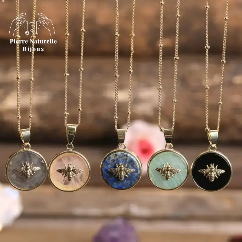 Collier "Abeille" en pierres naturelles | Colliers | pierre naturelle bijoux