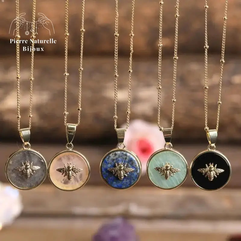 Collier "Abeille" en pierres naturelles | Colliers | pierre naturelle bijoux