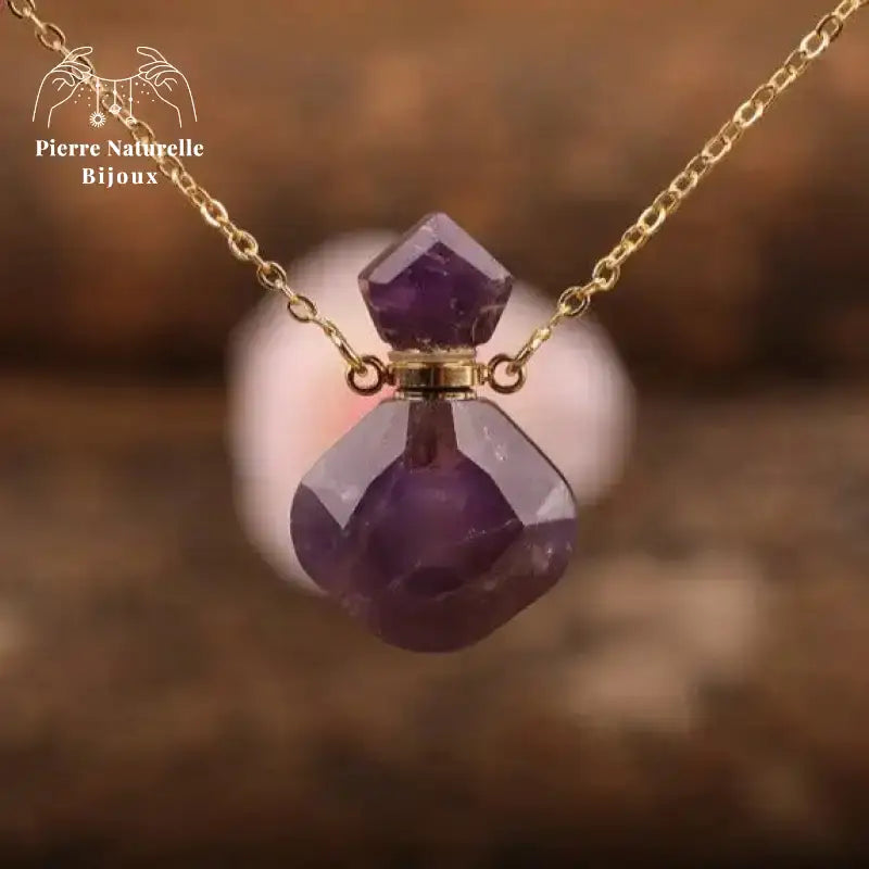 Collier diffuseur de parfum en améthyste