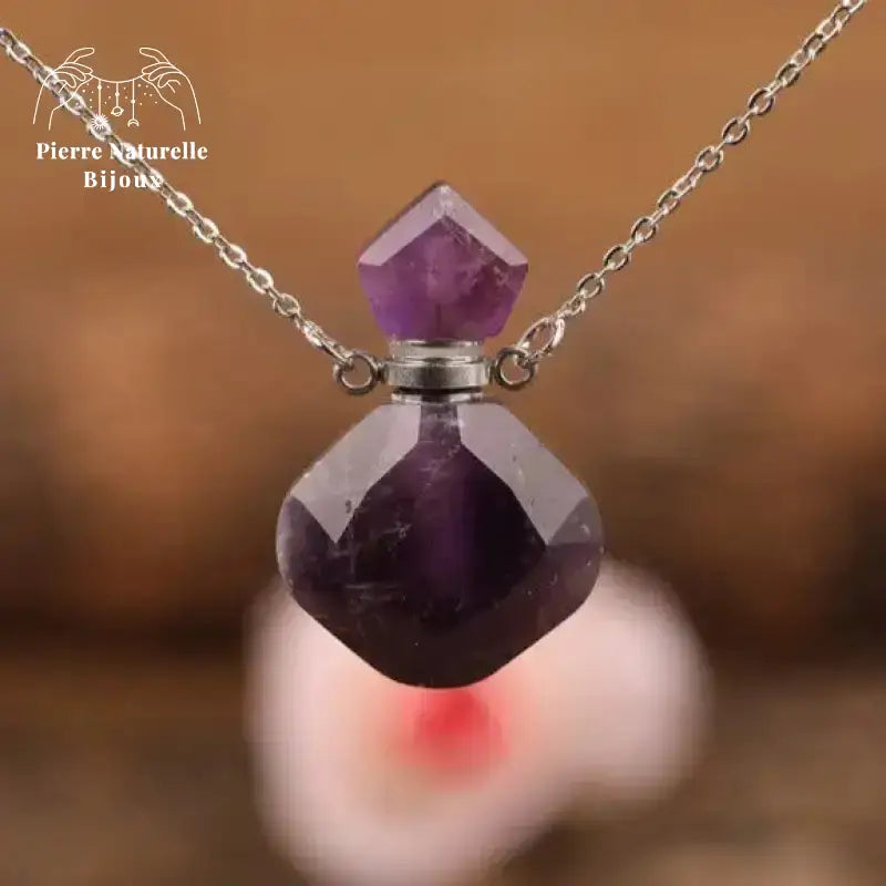 Collier diffuseur de parfum en améthyste