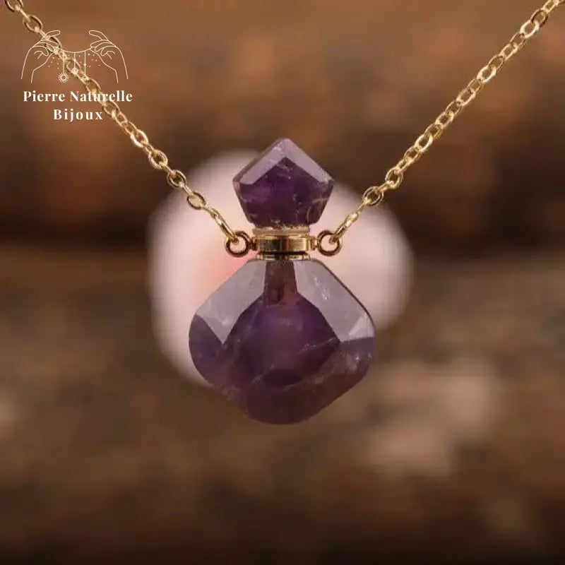 Collier diffuseur de parfum en améthyste