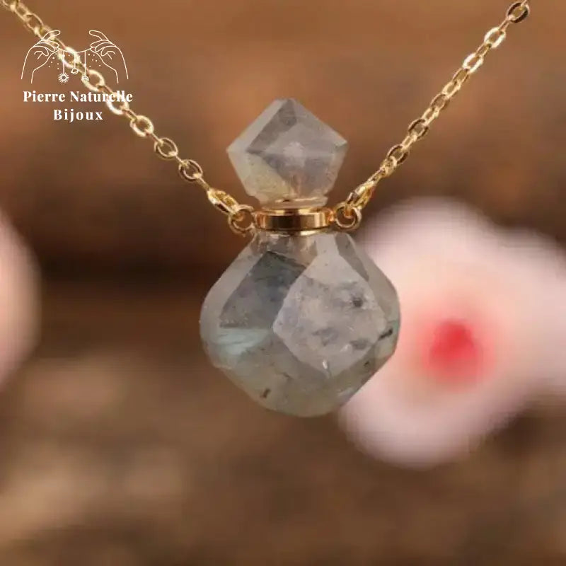 Collier diffuseur de parfum en labradorite