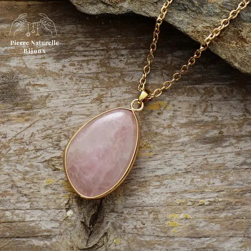 Collier "Égérie" en quartz rose