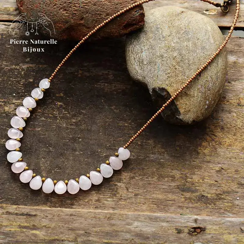 Collier en Quartz rose | Colliers | pierre naturelle bijoux