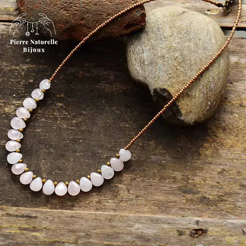 Collier en Quartz rose | Colliers | pierre naturelle bijoux