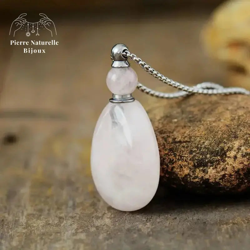 Collier diffuseur de parfum en Quartz rose