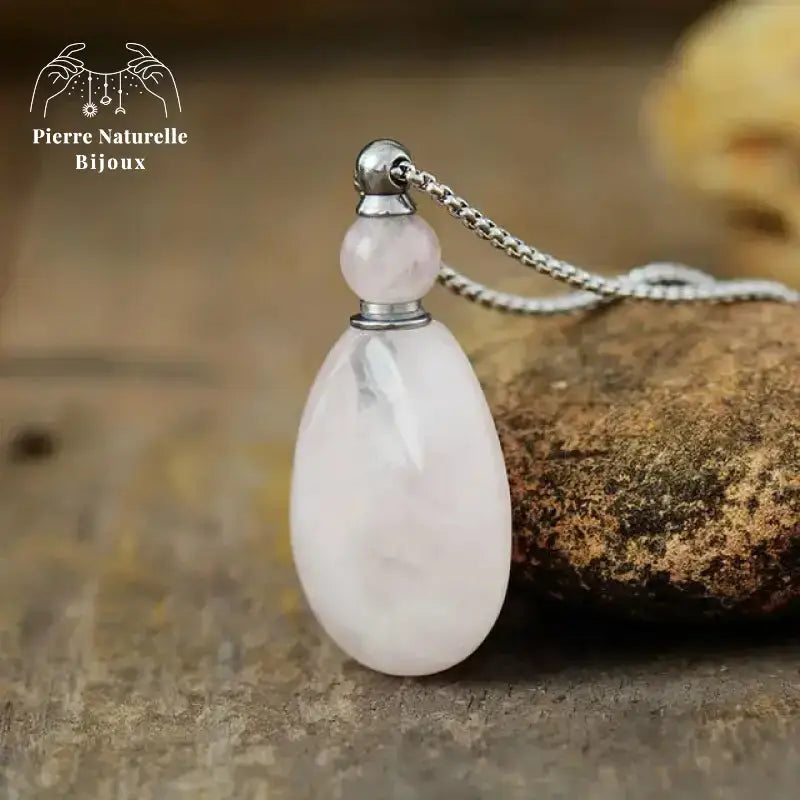 Collier diffuseur de parfum en Quartz rose
