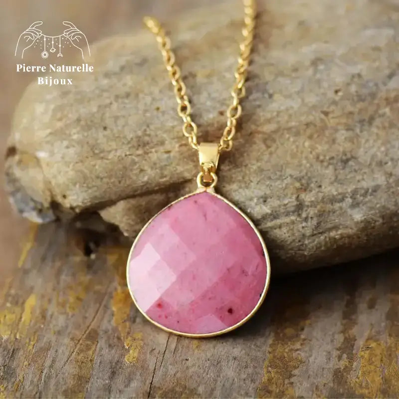 Collier "Reconnaissance" en Rhodonite | Colliers | pierre naturelle bijoux