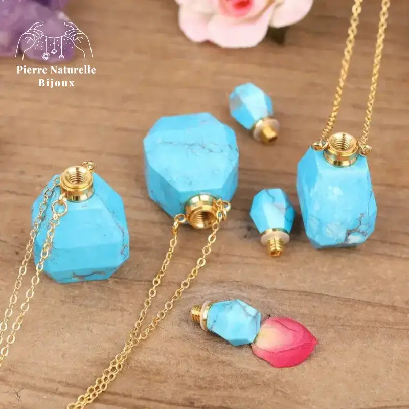 Collier diffuseur de parfum en Turquoise | Colliers | pierre naturelle bijoux