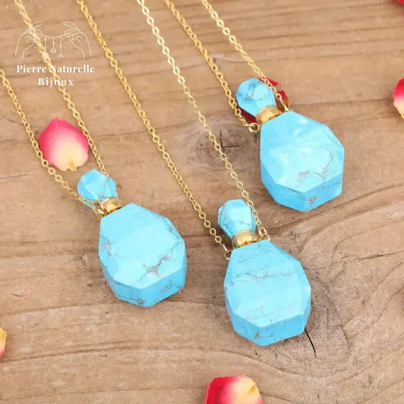 Collier diffuseur de parfum en Turquoise | Colliers | pierre naturelle bijoux
