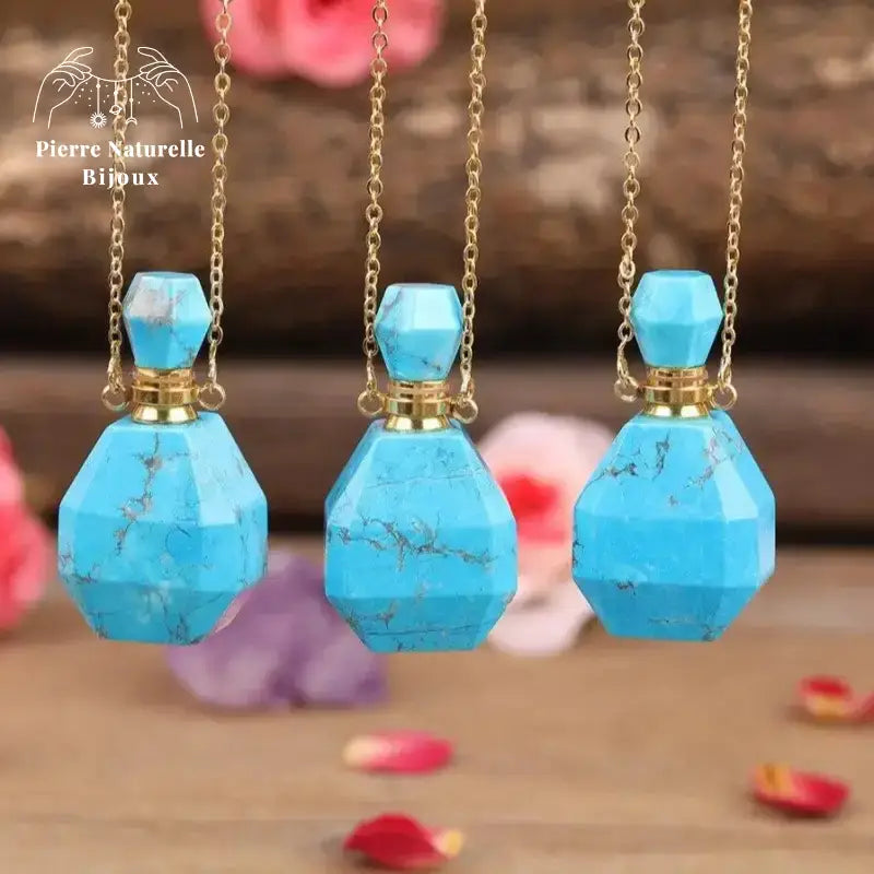 Collier diffuseur de parfum en Turquoise | Colliers | pierre naturelle bijoux