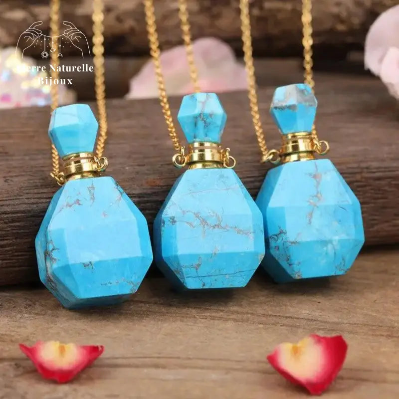 Collier diffuseur de parfum en Turquoise | Colliers | pierre naturelle bijoux