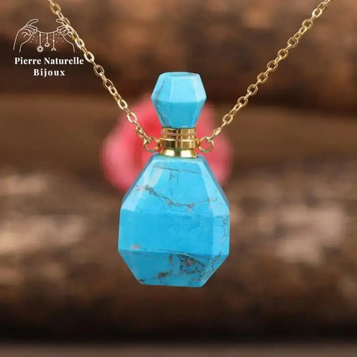Collier diffuseur de parfum en Turquoise | Colliers | pierre naturelle bijoux