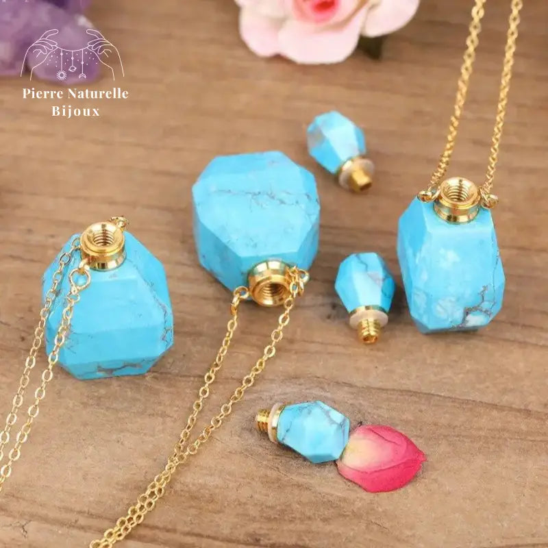 Collier diffuseur de parfum en Turquoise | Colliers | pierre naturelle bijoux