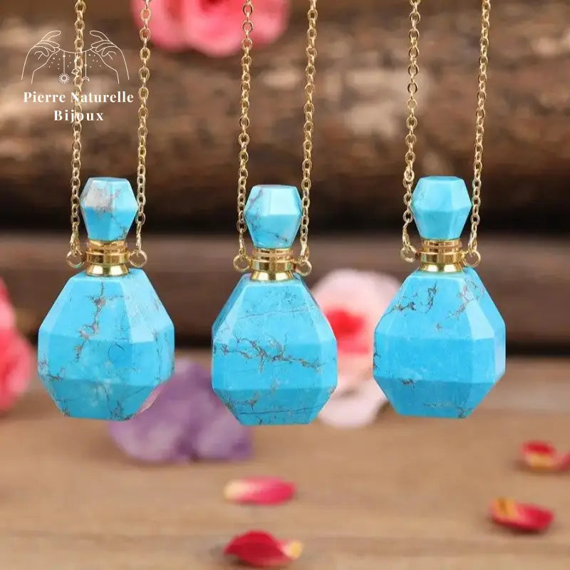 Collier diffuseur de parfum en Turquoise | Colliers | pierre naturelle bijoux