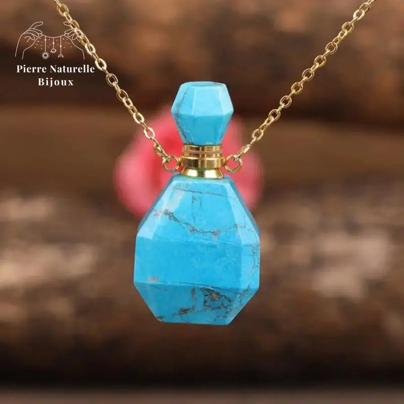 Collier diffuseur de parfum en Turquoise | Colliers | pierre naturelle bijoux