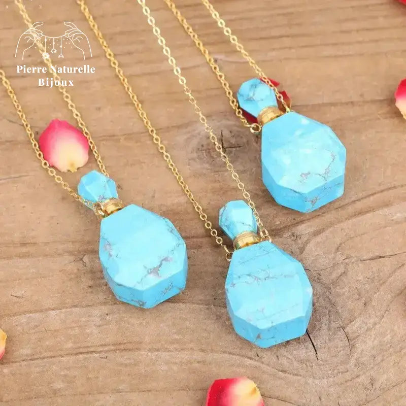 Collier diffuseur de parfum en Turquoise | Colliers | pierre naturelle bijoux