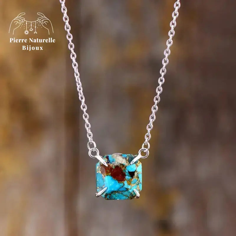 Collier "Sagesse" en Turquoise et chaîne argent