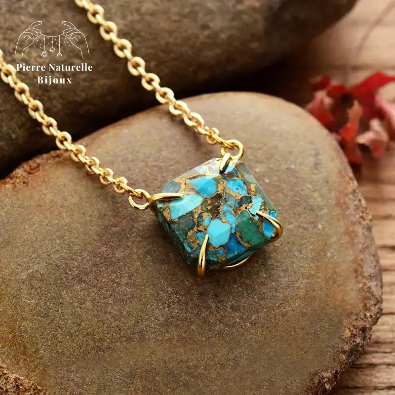Collier "Sagesse" en Turquoise et chaîne or